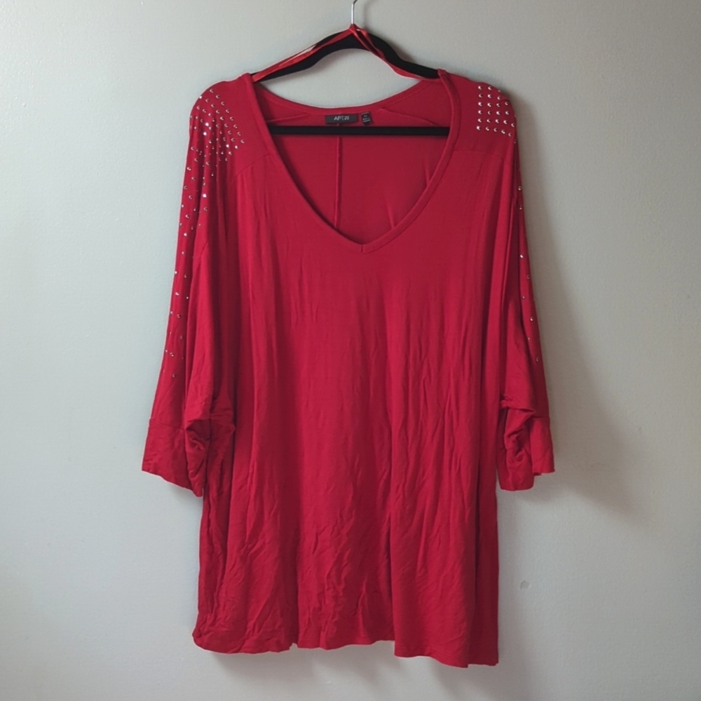 Red plus size women's blouse